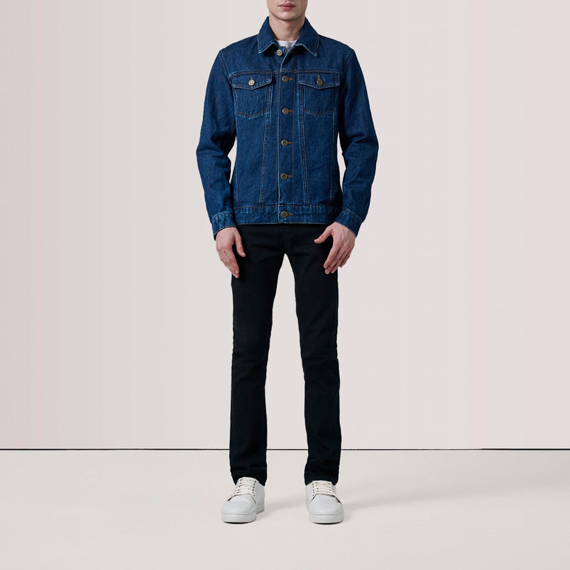 Conard Dark Modrá Denim Trucker Kožená bunda pro Pány