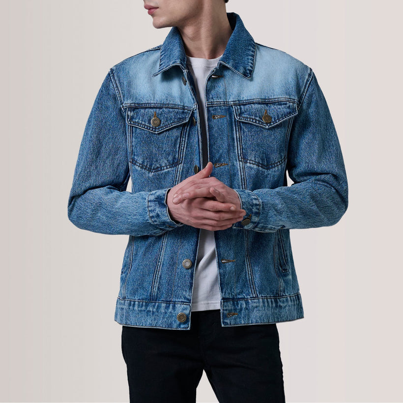Conard Ice Modrá Denim Trucker Kožená bunda pro Pány