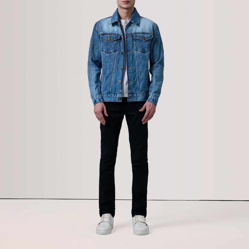 Conard Ice Modrá Denim Trucker Kožená bunda pro Pány