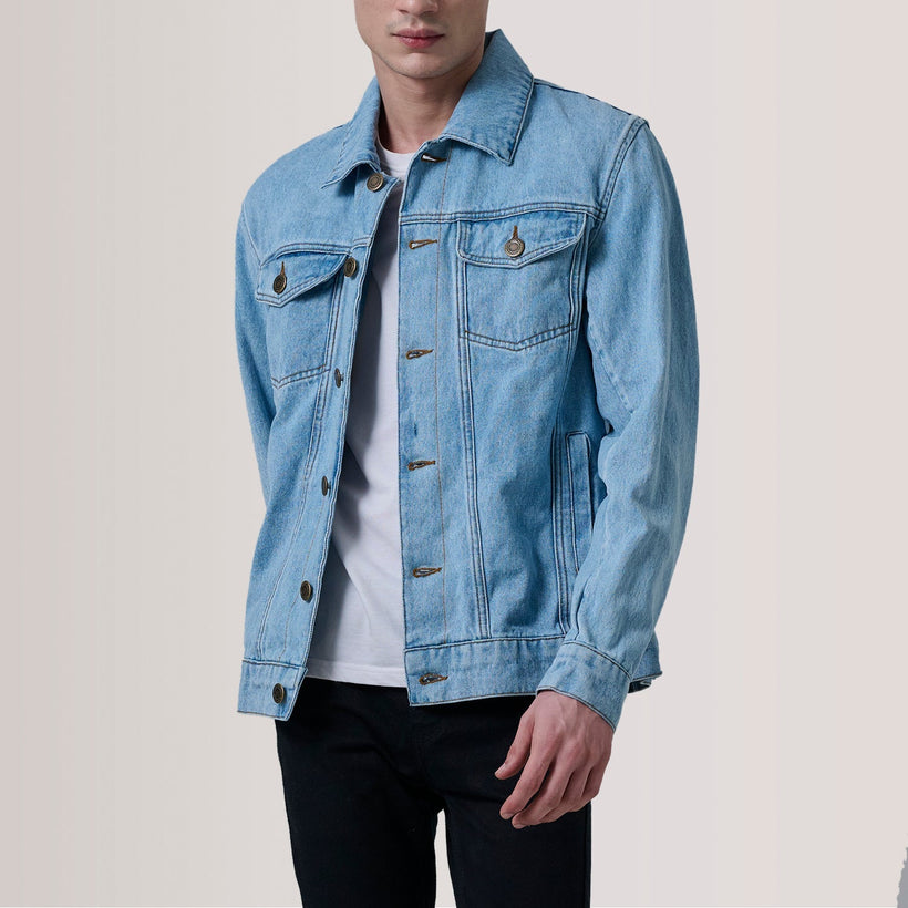 Conard Light Blue Denim Trucker Kožená bunda pánská