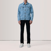 
Light Blue Full-Grain leather Jacket - Zadní pohled s definovanými rameny a čistým lemem