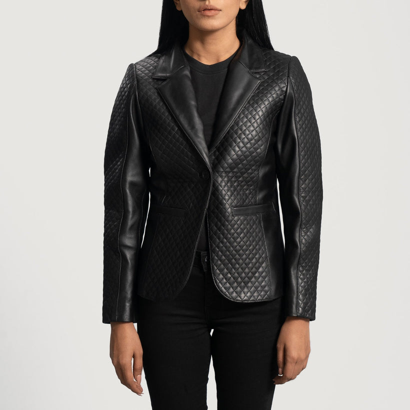 Cora Quilted Černá Leather Blazer dámská