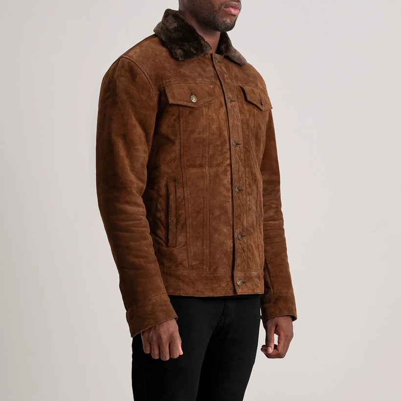 Dallis Hnědá Suede Shearling Trucker Kožená bunda pro Pány