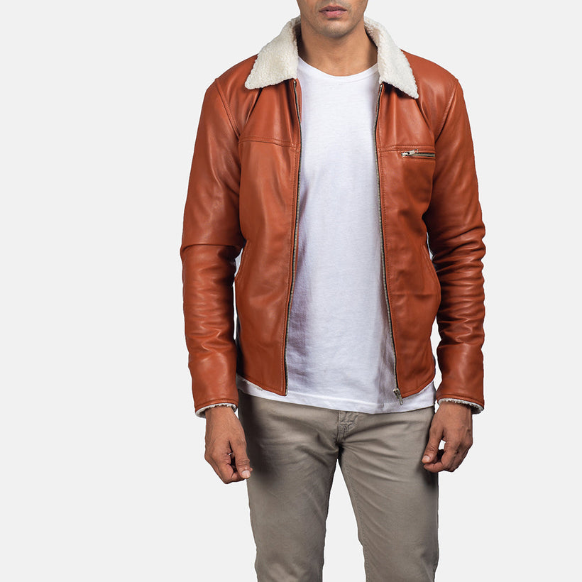 Dan Frost Světle hnědá Shearling Kožená bunda pánská