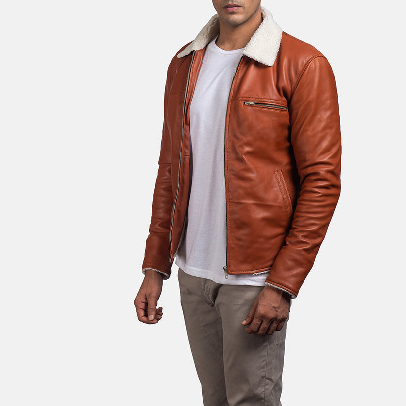 Dan Frost Světle hnědá Shearling Kožená bunda pánská