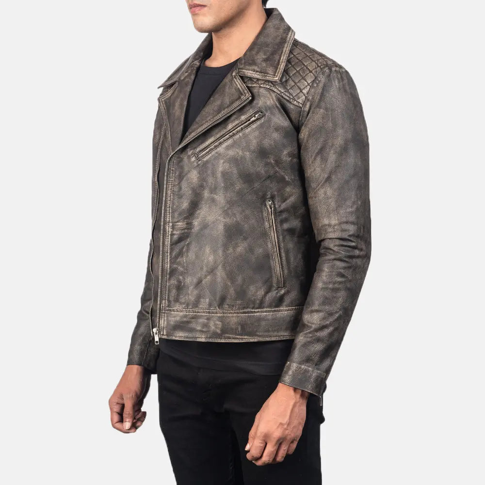 
Danny Prošívaná Kožený motorkářský křivák pro Pány - Natural Daylight Drape