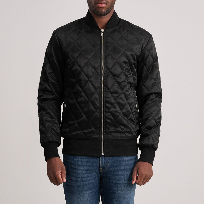 Danson Quilted Černá Varsity Kožená bunda pánská