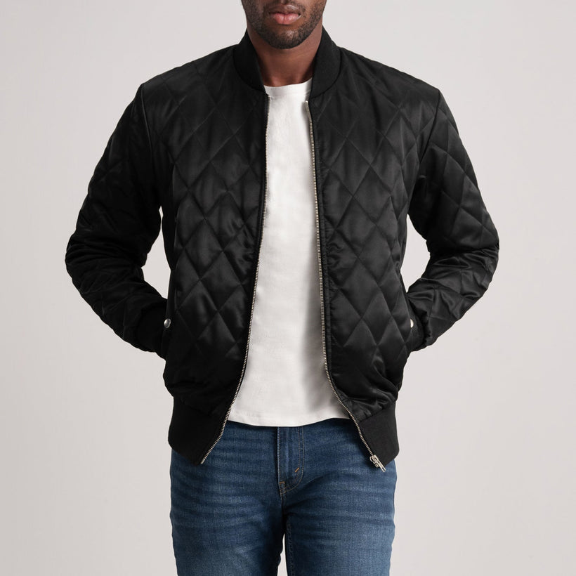 Danson Quilted Černá Varsity Kožená bunda pánská