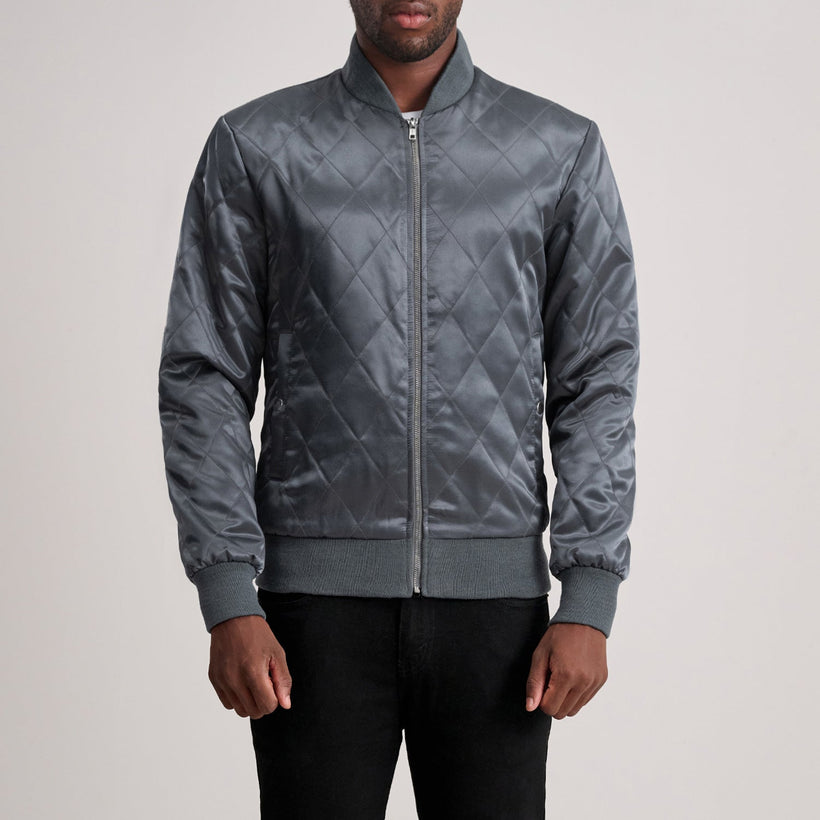 Danson Quilted Grey Varsity Kožená bunda pánská