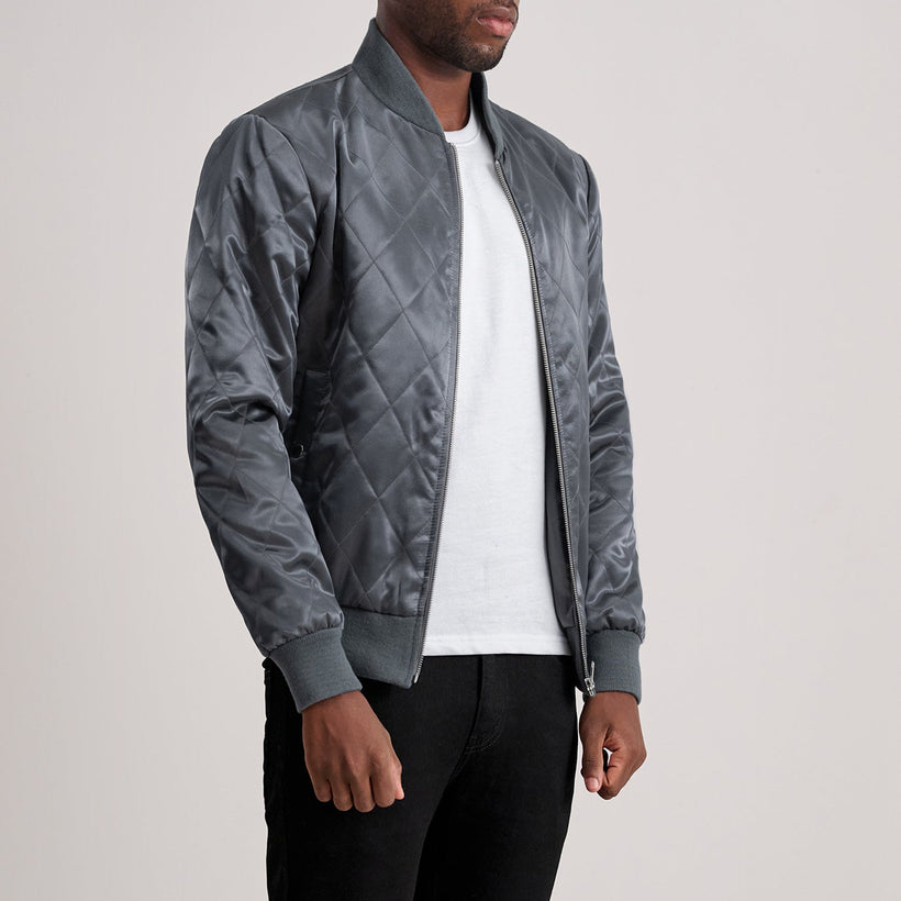 Danson Quilted Grey Varsity Kožená bunda pánská