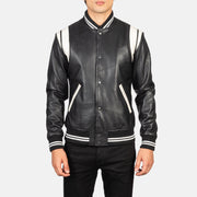 
Detailní pohled of Varsity & Snap Buttons Hardware on Dantee Černá Leather Varsity Kožená bunda pro Pány