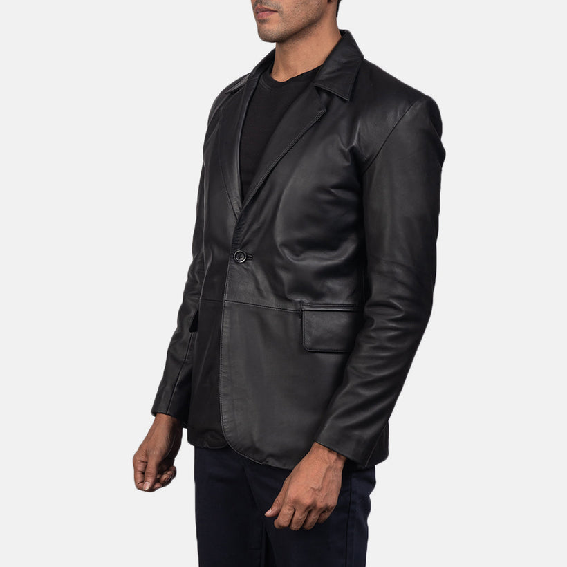 Daron Černá Leather Blazer pánská