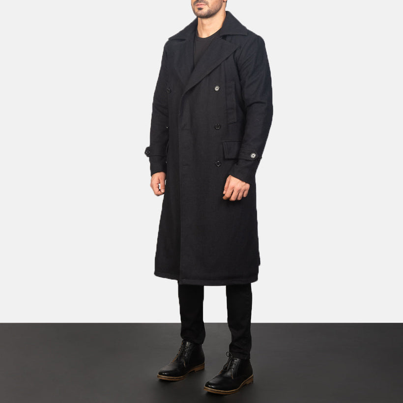 Detective Černá Wool Coat pánská