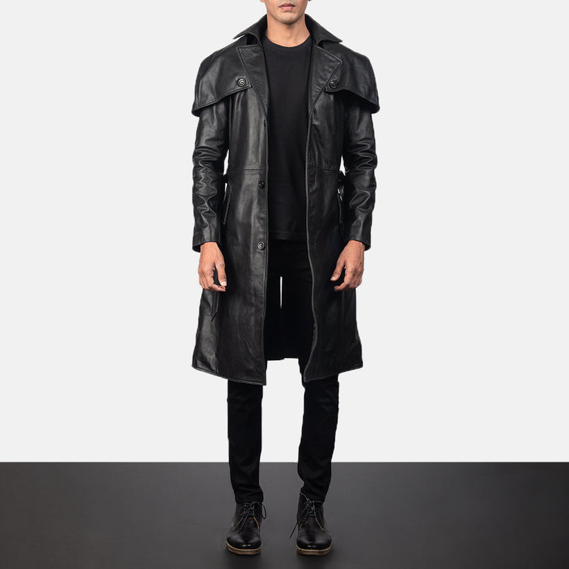 Deux Černá Leather Duster pánská