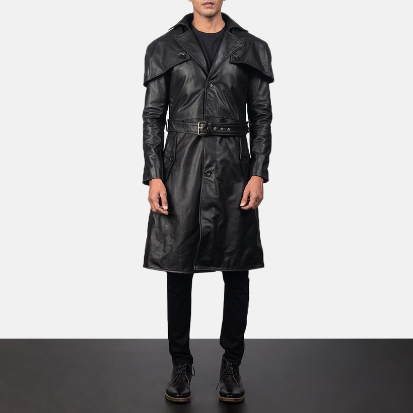 Deux Černá Leather Duster pánská