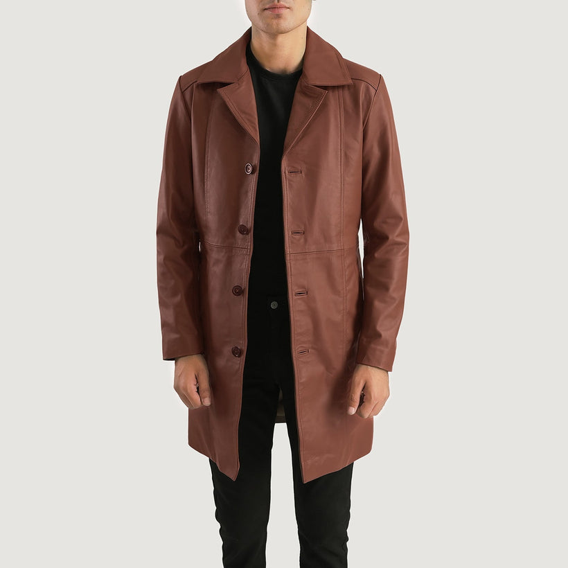 Don Long Hnědá Leather Coat pánská