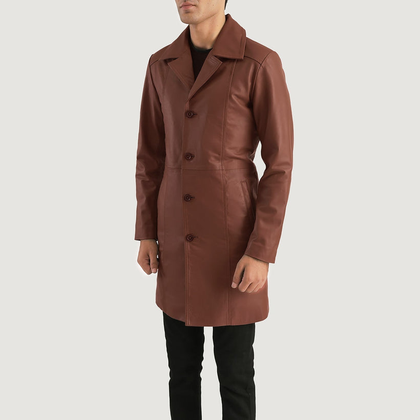 Don Long Hnědá Leather Coat pánská