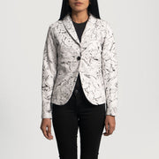 
Donna Blake White Kožené sako pro Dámy in White Sheepskin Dip &Amp; Dye - Přední pohled a přiléhavá silueta | Koupit online