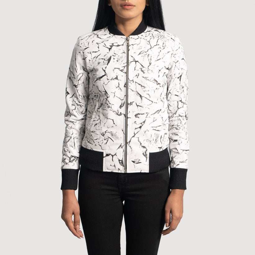 Donna Blake White Kožená bomber bunda dámská