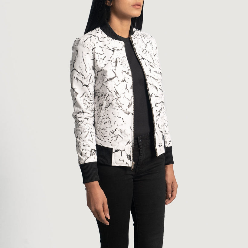 Donna Blake White Kožená bomber bunda dámská