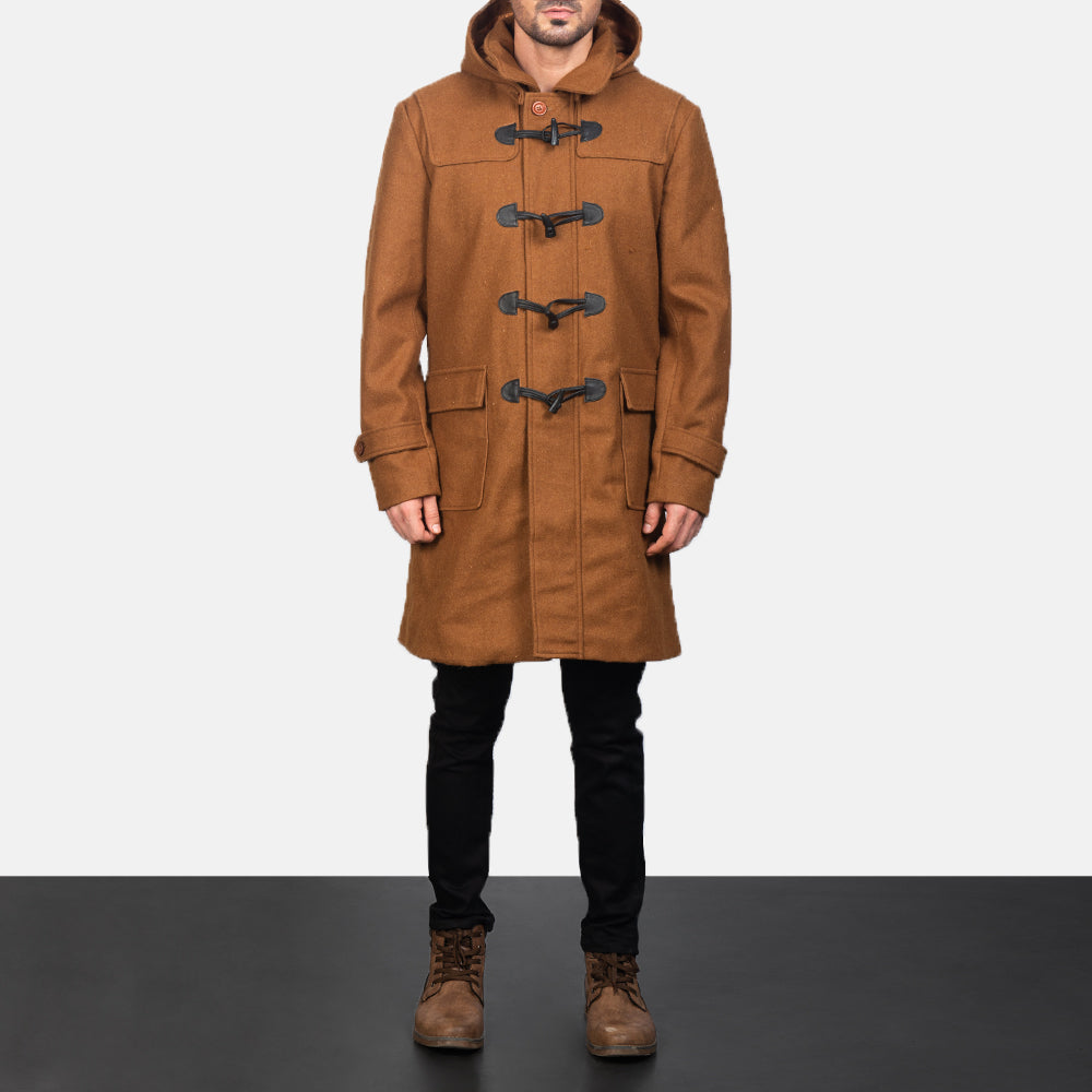 
Detailní pohled of Shirt with Removable Hood & Toggle Buttons with Placket & Zipper Hardware on Drake Khaki Wool Duffle Coat