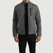 
Elliot Grey Lightweight Kožená bunda pro Pány in Grey Full-Grain Leather - Přední pohled a přiléhavá silueta | Koupit online