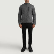 
Elliot Grey Lightweight Kožená bunda pro Pány - Boční pohled ukazující ergonomický střih rukávů