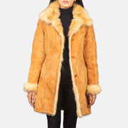 
Erica Beige Leather Coat in Distressed Beige Goatskin Suede - Přední pohled a přiléhavá silueta | Koupit online