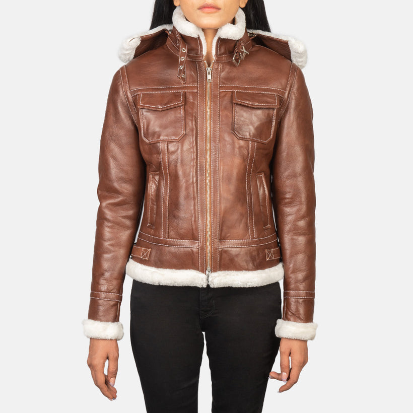 Fiona Hooded Shearling Kožená bunda dámská