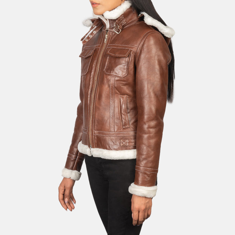Fiona Hooded Shearling Kožená bunda dámská