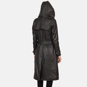 
Detailní pohled of Hooded & Button + Belt Hardware on Fixon Hooded Hnědá Kožený trenčkot pro Dámy