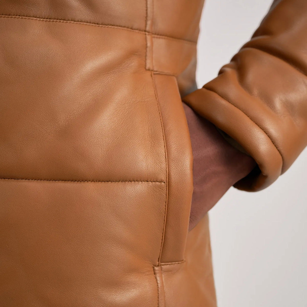 
Floyd Kožený kabát Světle hnědá Puffer Kožená bunda pro Pány – alternate product view 6