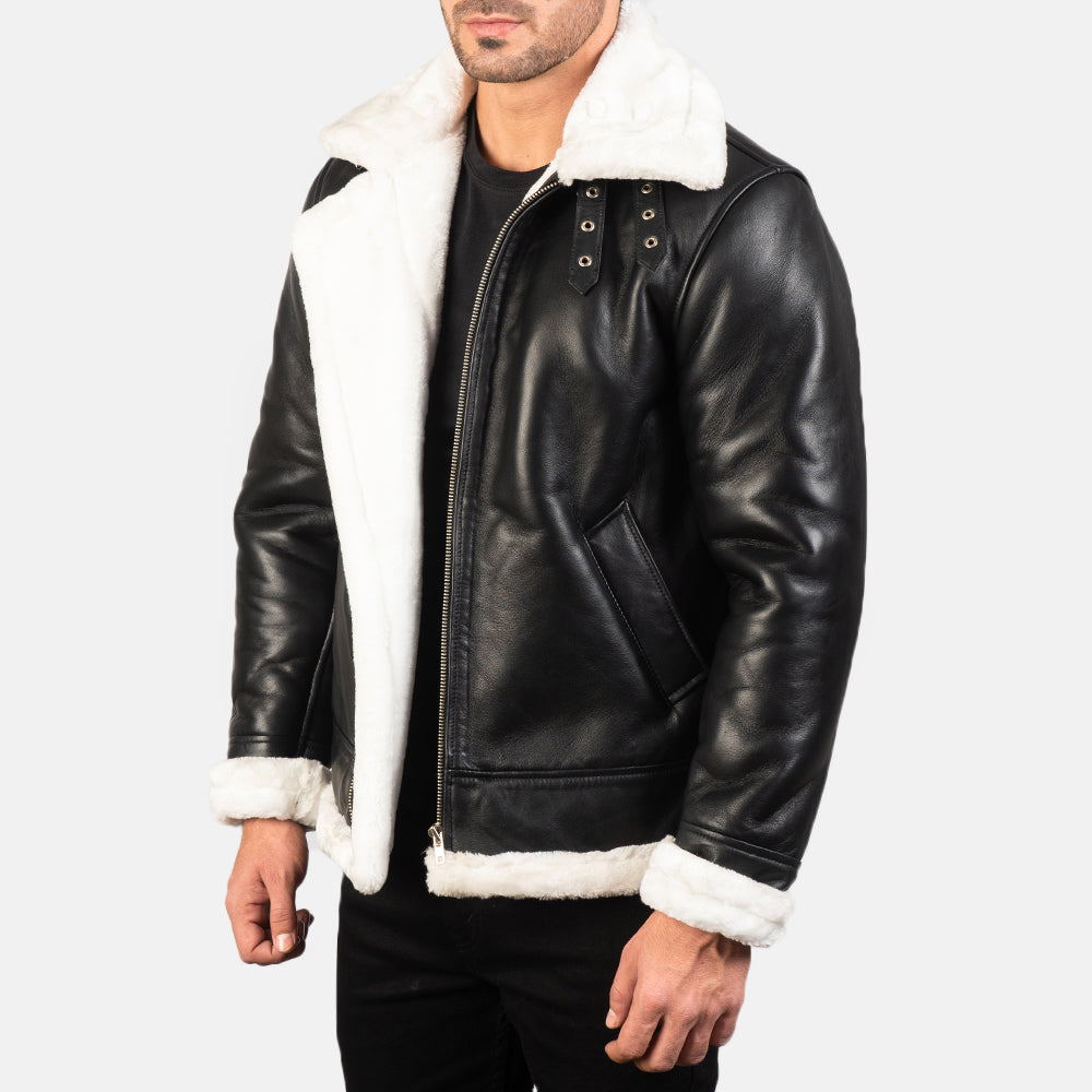 
Francis B-3 Černá Kožená bomber bunda pro Pány – alternate product view 2