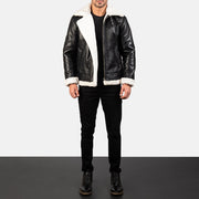 
Francis B-3 Černá Kožená bomber bunda pro Pány – alternate product view 3