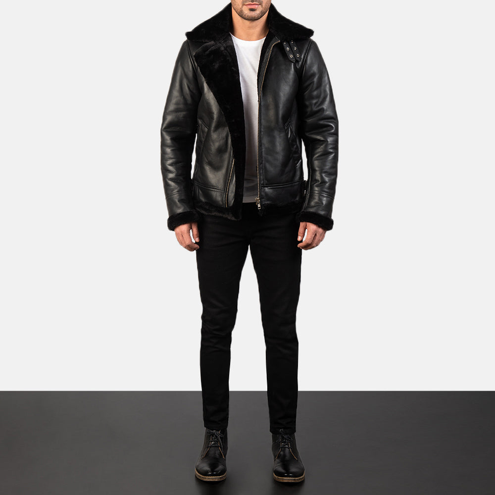 
Francis B-3 Černá Kožená bomber bunda pro Pány – alternate product view 3