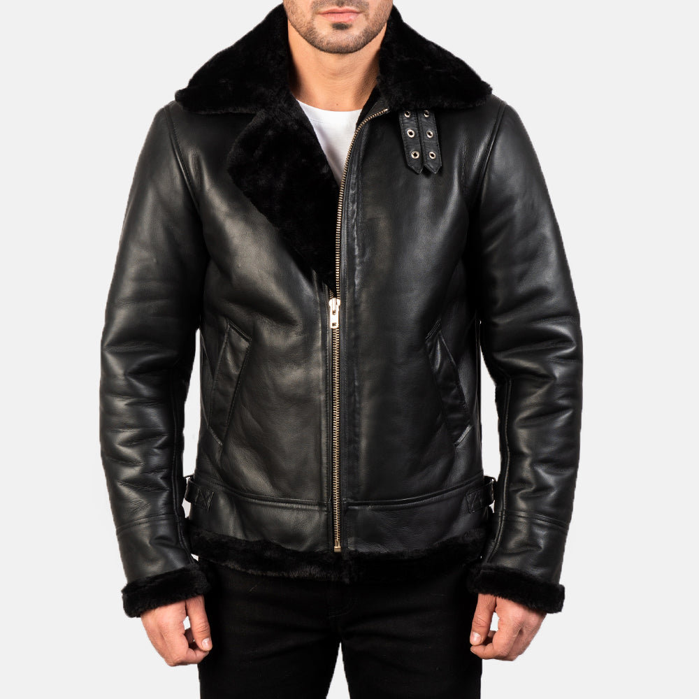 
Francis B-3 Černá Kožená bomber bunda pro Pány – alternate product view 4
