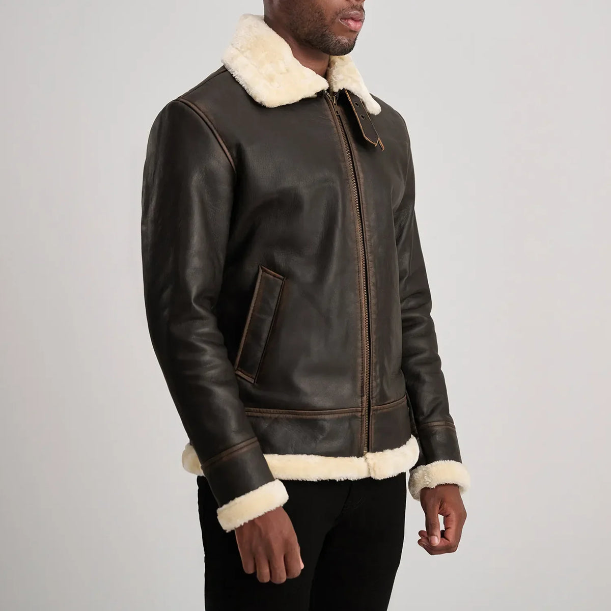 
Francis B-3 Černá Kožená bomber bunda pro Pány – alternate product view 2