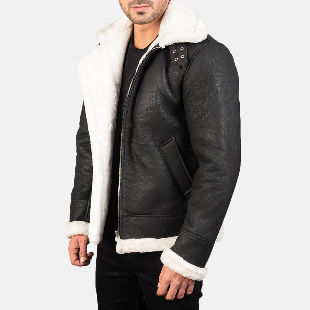 
Francis B-3 Černá Kožená bomber bunda pro Pány – alternate product view 2