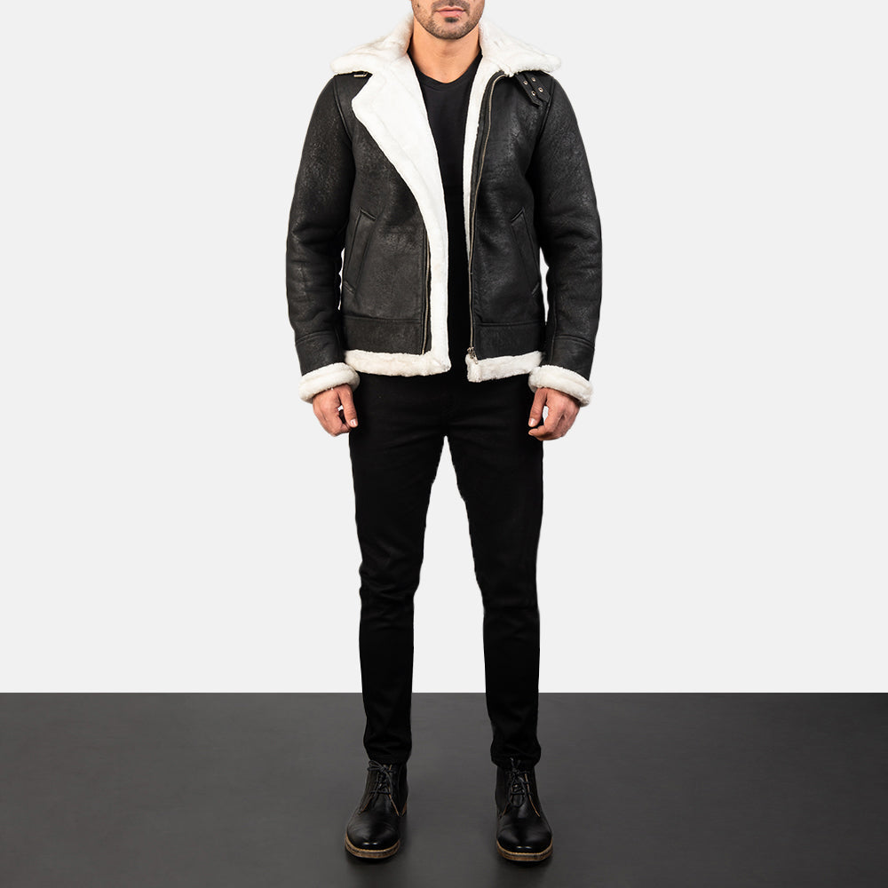 
Francis B-3 Černá Kožená bomber bunda pro Pány – alternate product view 3