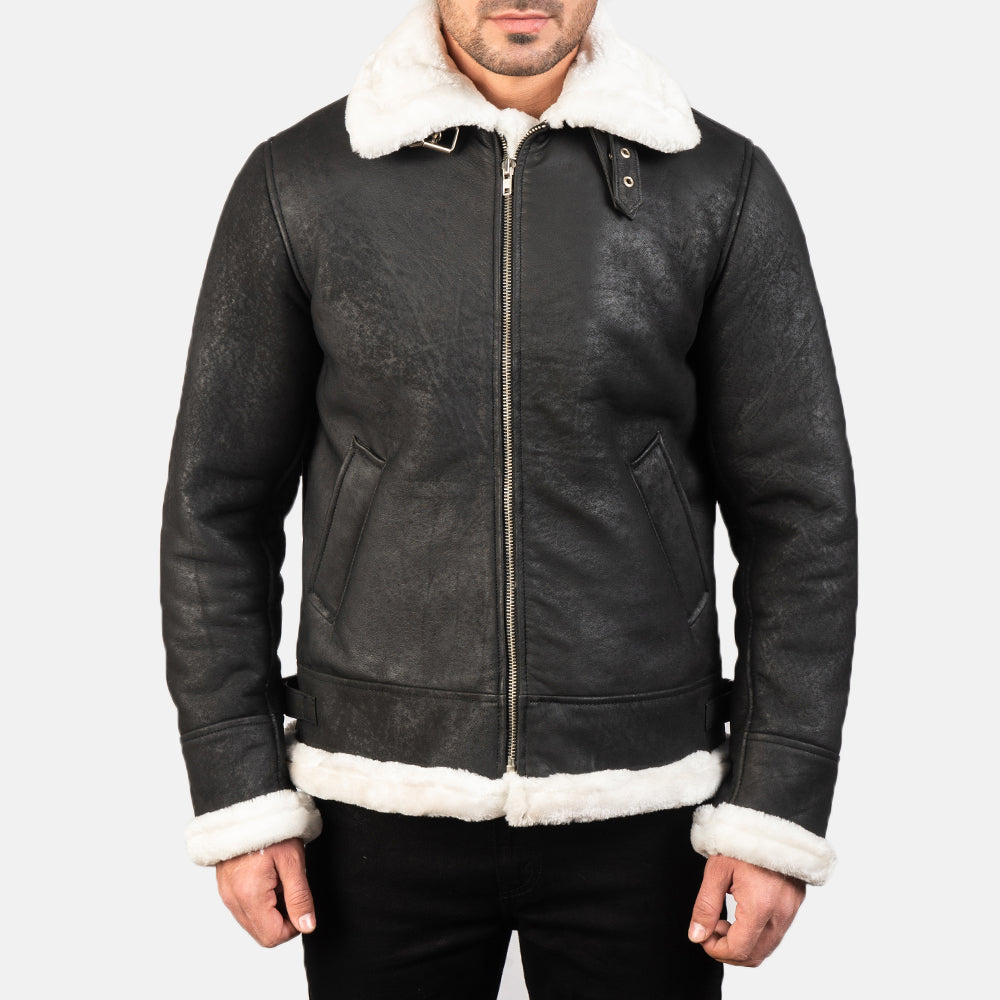 
Francis B-3 Černá Kožená bomber bunda pro Pány – alternate product view 4