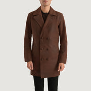 
Half Life Hnědá Kožený kabát pro Pány in Distressed Brown Cowhide Leather - Přední pohled a přiléhavá silueta | Koupit online