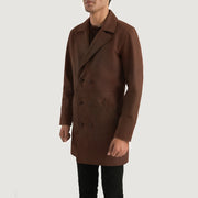 
Distressed Brown Cowhide leather Coat - Zadní pohled s definovanými rameny a čistým lemem