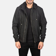 
Hanklin Ma-1 Black Hooded Bomber Jacket in Black Polyester - Přední pohled a přiléhavá silueta | Koupit online