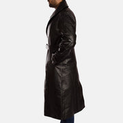 
Detailní pohled of Notch & Button & Waist belt Hardware on Hooligan Černá Kožený trenčkot pro Pány