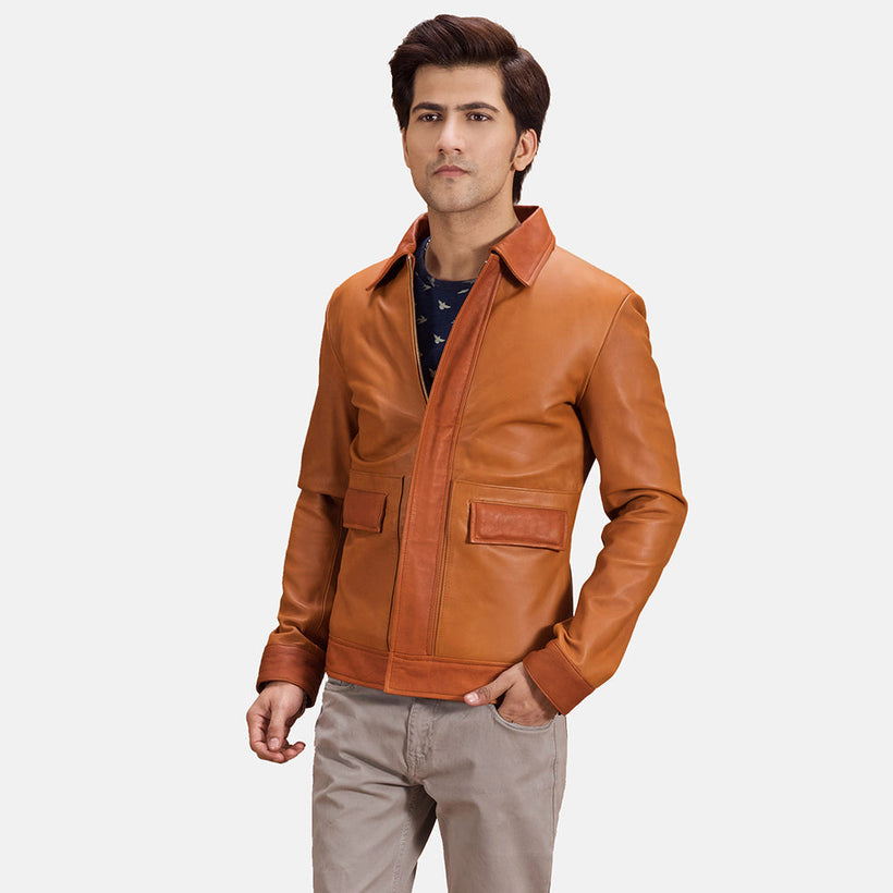 Hubert Světle hnědá Hnědá Kožená bunda pánská