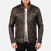 
Řemeslné zpracování lemu na Hudson Black Leather Biker Jacket