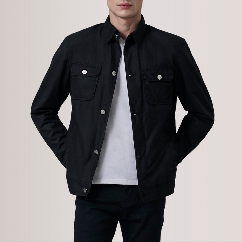 Irwin Černá Waxed Canvas Field Kožená bunda pánská