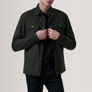 Irwin Olive Waxed Canvas Field Jacket For Men in Olive Waxed Cotton Canvas - Front Profile View &amp; Tailored Silhouette | Buy Online
