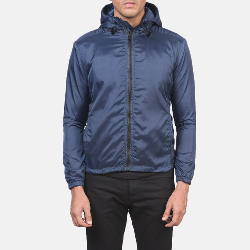 Jimmy Modrá Hooded Windbreaker Kožená bunda pro Pány