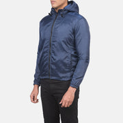 
Blue Nylon Hooded Jacket - Zadní pohled s definovanými rameny a čistým lemem